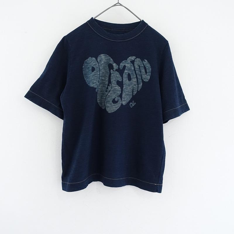 45アールピーエム R45RPM *戸納藍染め コットンプリントTシャツ*3綿