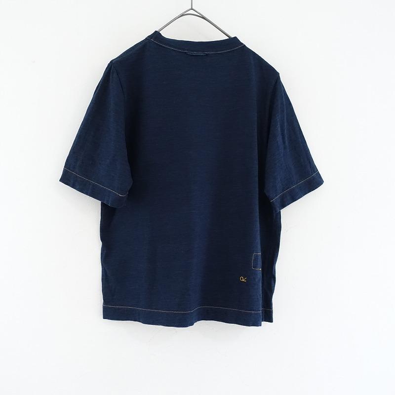 45アールピーエム R45RPM *戸納藍染め コットンプリントTシャツ*3綿 