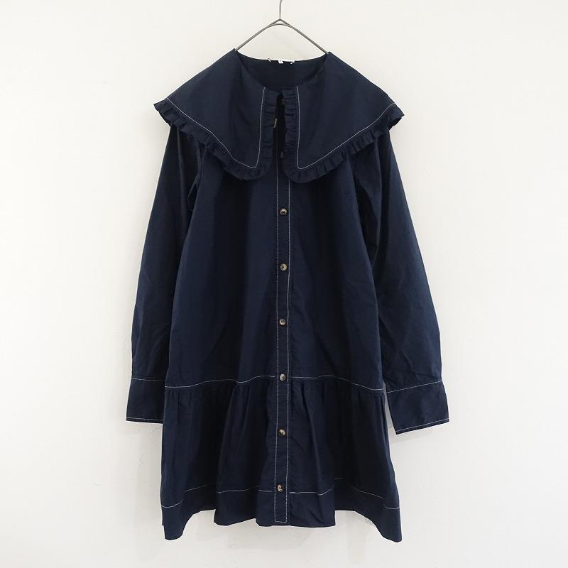 美品　GANNI ガニー　チュニック　秋冬 GANNI（ガニー） 【定価3.9万】ガニー *コットンポプリンビッグカラー