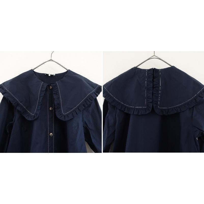 GANNI 【定価3.9万】ガニー *コットンポプリンビッグカラーミニ