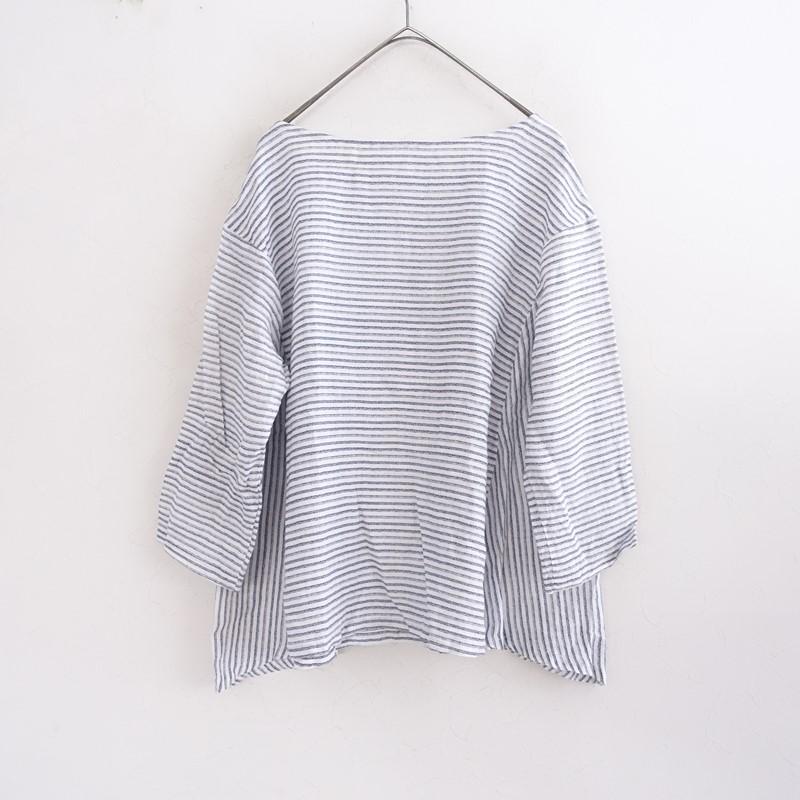 nest Robe（ネストローブ） nest Robe*リネンストライプフレアシャツ