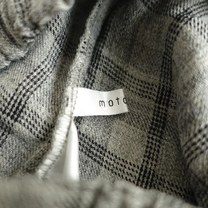 モトミ motomi.m *リネンチェック柄イージーパンツ*麻薄手総ゴムリボン