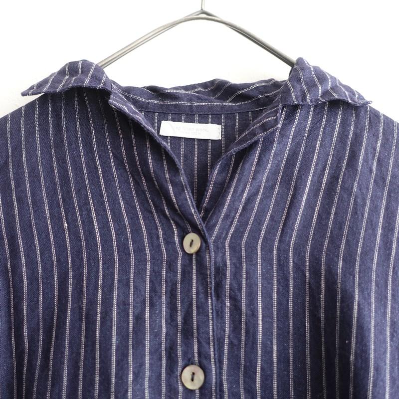 フォグリネンワーク fog linen work *リネンストライプ柄ワンピース*麻