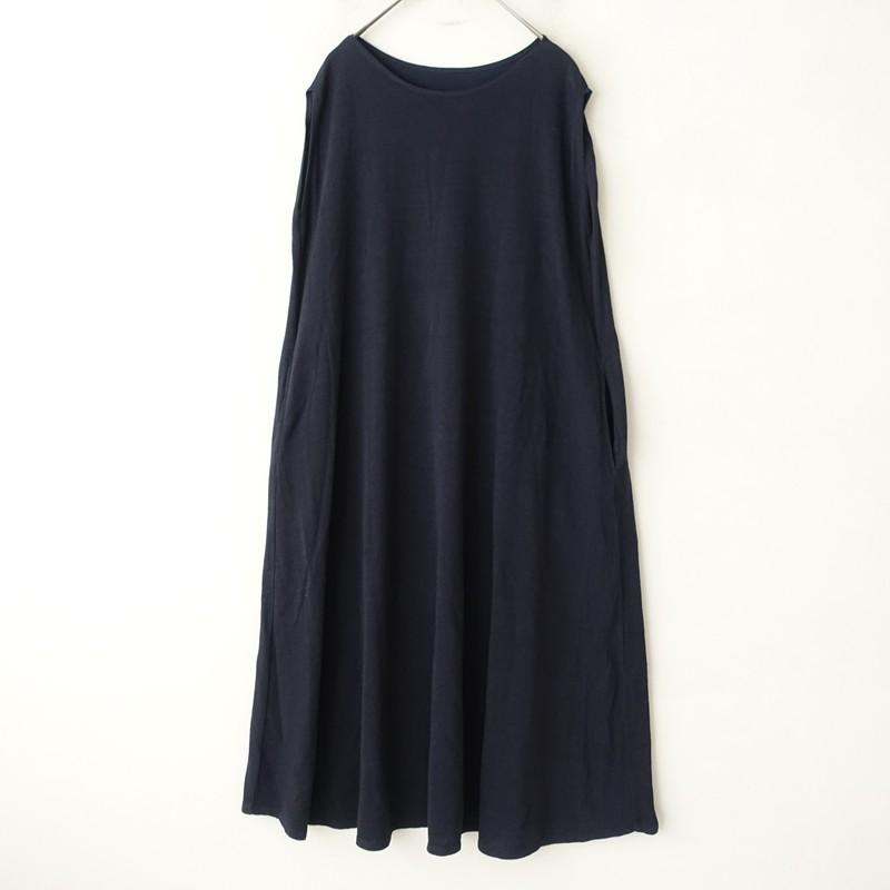 【1週間で終了】美品 ヨーガンレールババグーリ コットン100%ワンピース 紺 Babaghuri ババグーリ *リネンコットンノースリーブワンピース*M