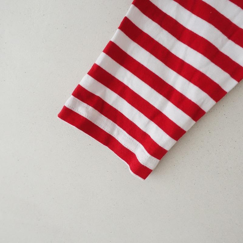 marimekko（マリメッコ） *コットンボーダーボートネック七分袖Tシャツ