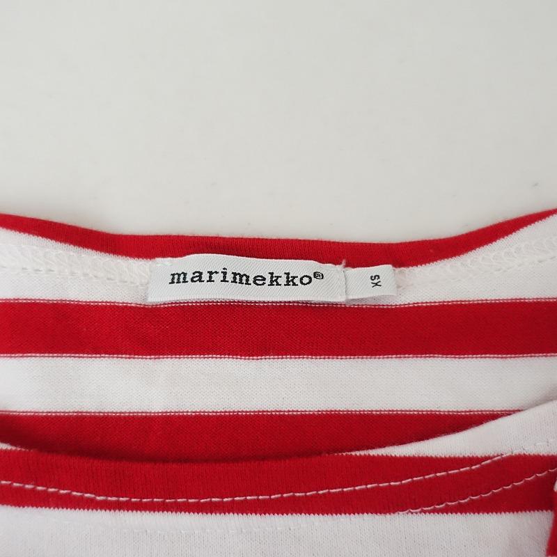 【新品】マリメッコ　ボーダーカットソー　白　赤 marimekko（マリメッコ）Tシャツ・カットソー 赤 サイズ:S レディース