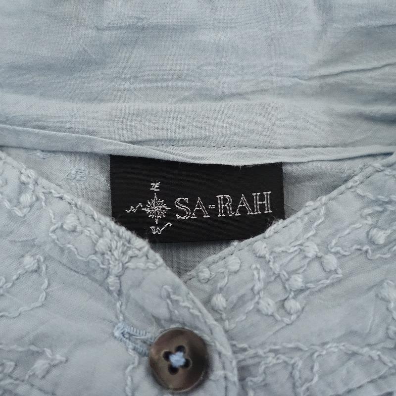 サラ SARAH *エンブロイダリーボイルシャツワンピース*サックス長袖 