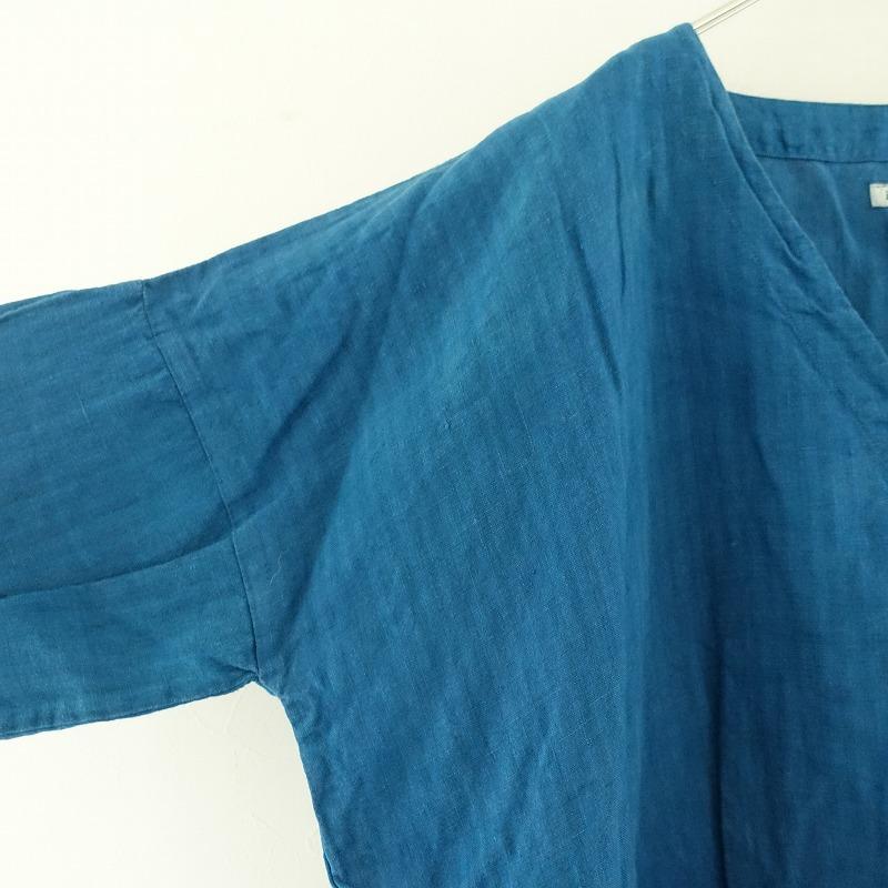 ズーズーダウ jujudhau *リネンストライプVネックワンピース*ハーフ  