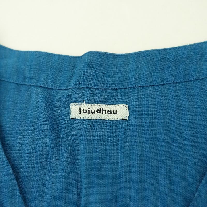 ズーズーダウ jujudhau *リネンストライプVネックワンピース*ハーフ  