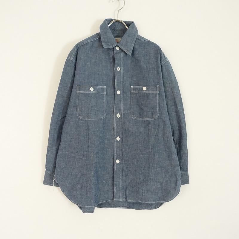バズリクソンズ BUZZ RICKSON’S *シャンブレーロングスリーブシャツ*ネイビー長袖ブラウス(33-2308-760)【21I32】
