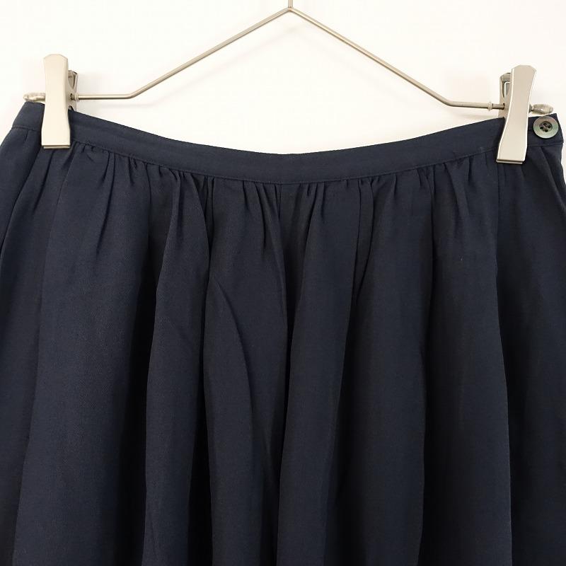 リゼッタ Lisette *コットンギャザーワイドパンツ*36ネイビー無地 