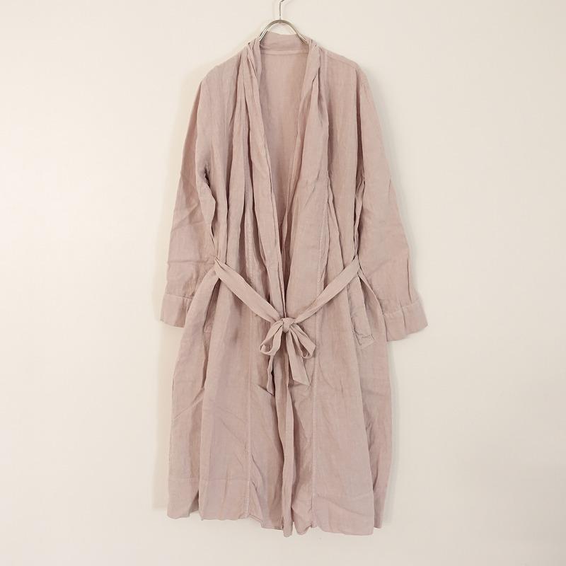 ネストローブ リネンロングワンピース(ダスティピンク） nest Robe（ネストローブ） *リネンローブワンピース*ピンク系長袖