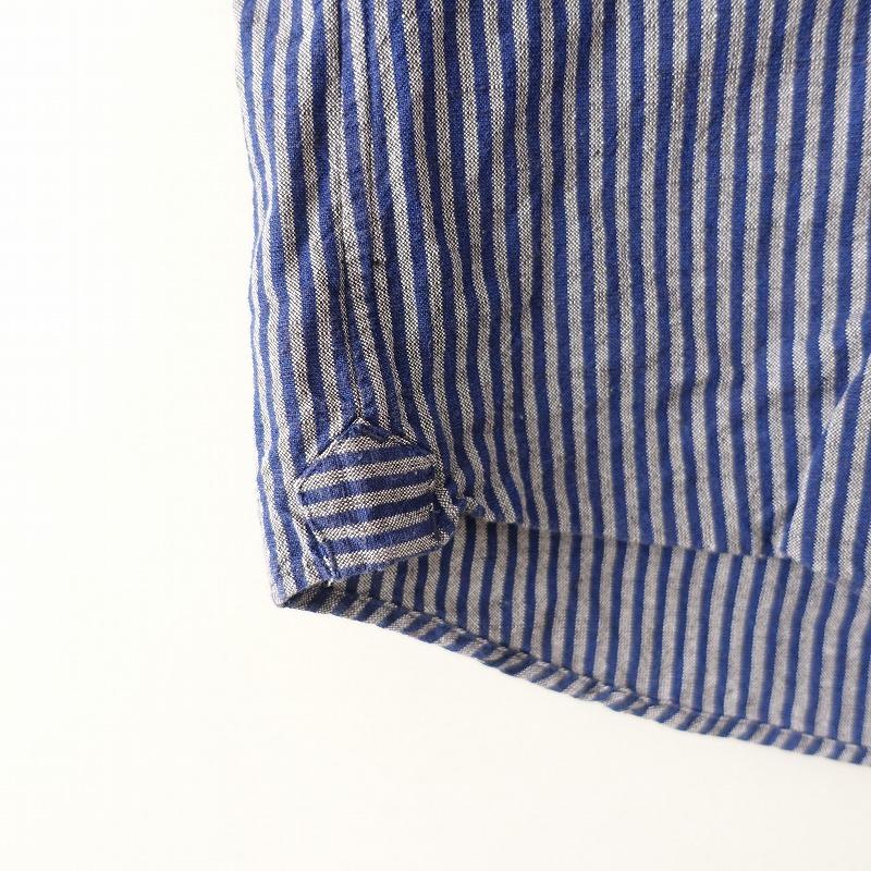 【定価1.6万】マイヨ maillot *Suset ストライプボタンダウンシャツ*2ネイビー長袖ブラウス(33-2309-575)【80J32】 maillot 【定価1.6万】マイヨ *Suset ストライプボタンダウン