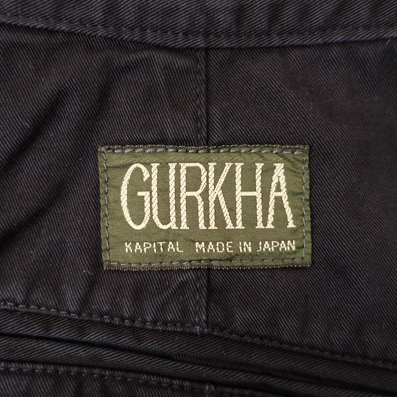 キャピタル KAPITAL グルカパンツ 刺繍 ハンドメイド加工 0 美品 KAPITAL（キャピタル） *グルカパンツ*1/S黒ブラックワイド無地ロング