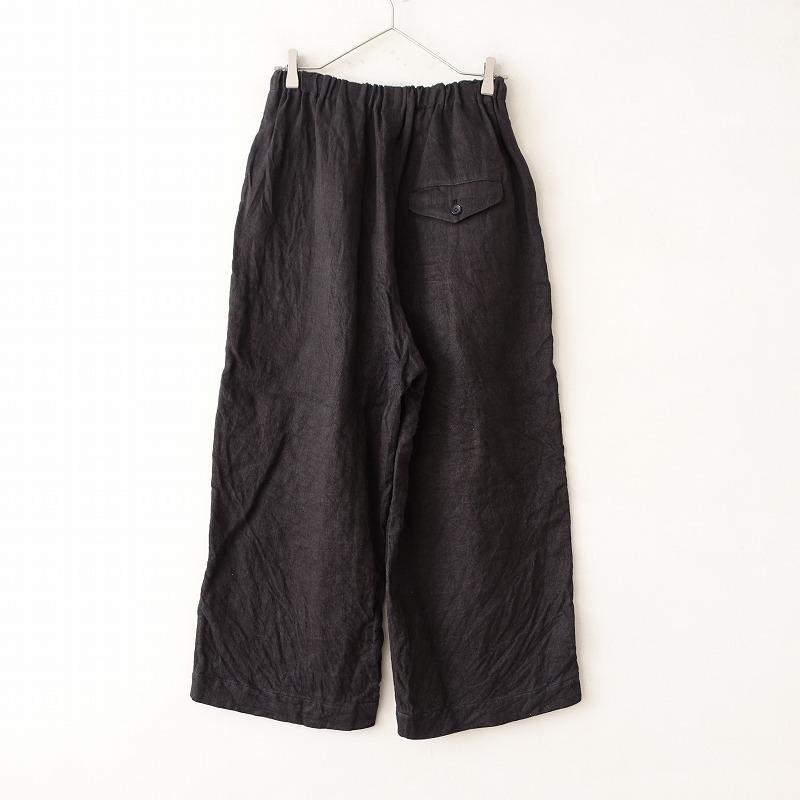 2023/定価3.8万】ゴーシュ *ヘンプツイルワイドパンツ*2黒ブラック無地 