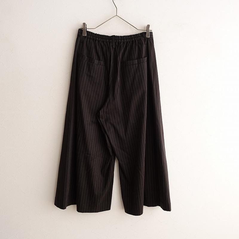 【美品】KEI Hayama PLUS ガウチョ ワイドパンツ F ブラック KEI Hayama PLUS（ケイハヤマプリュス） *ストライプタックワイド