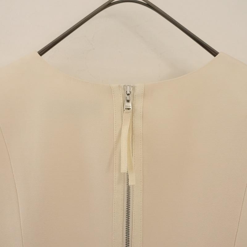 フォクシー FOXEY *ウールシルクノースリーブワンピース*40クリーム 