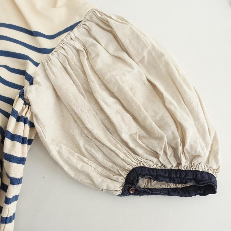 キャピタル KAPITAL NAVY *ブッファンTシャツ*0/XSボーダー7分袖