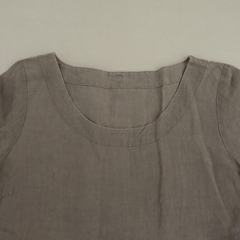 YAMMA //ヤンマ産業 *リネン8分袖プルオーバーシャツ*グレー無地