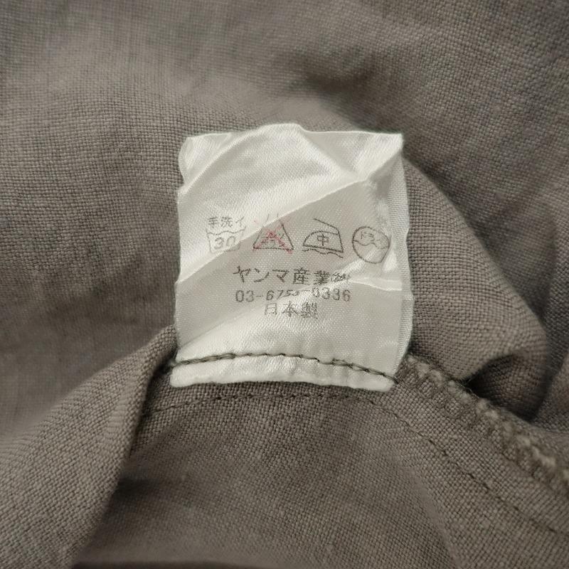 YAMMA //ヤンマ産業 *リネン8分袖プルオーバーシャツ*グレー無地 