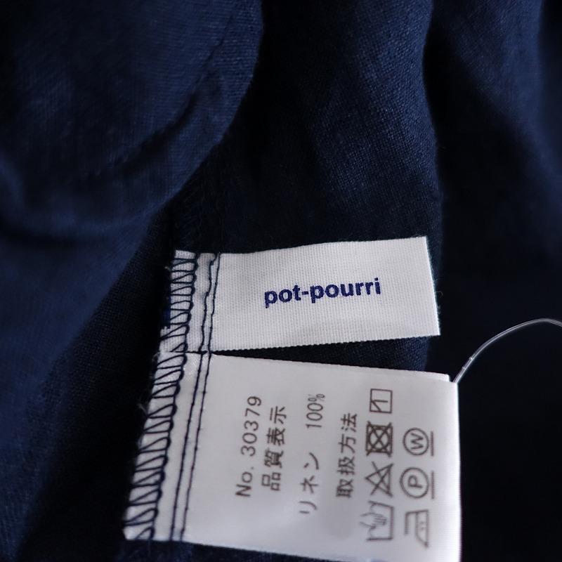 ポプリ pot-pourri *リネンノースリーブフレアワンピース*ネイビー無地Aラインスリーブレス麻(33-2403-295)【70D42】｜drop-kaitori｜06