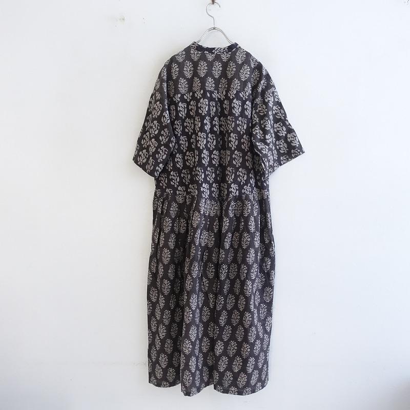 【パドカレ】ブロックプリントワンピース 定価4.1万 ブラウン 34 pas de calais（パドカレ） 【定価4.1万】パドカレ *ブロックプリント