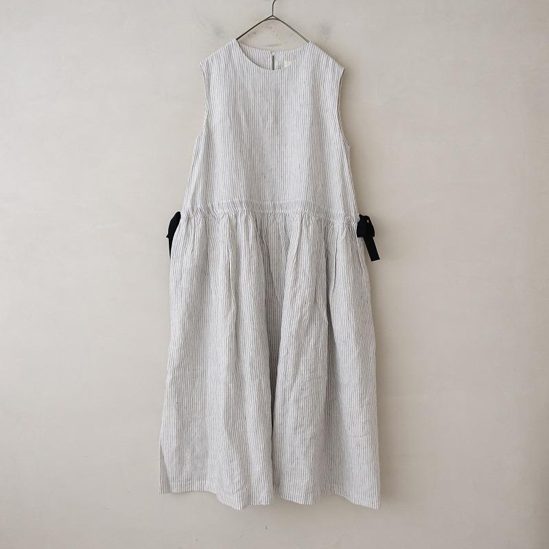 リゼッタ Lisette *リネンストライプノースリーブドロストワンピース 