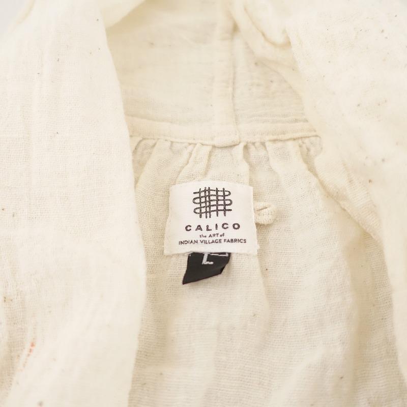 【美品】 CALICO キャリコ カディ ガウンジャケット ローブ コート 定価2.6万】キヤリコ CALICO *カディガウンジャケット*Lローブロング