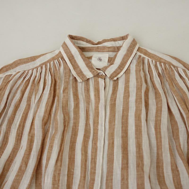 maison de soil メゾンドソイル *リネンストライプシャツワンピース*2  