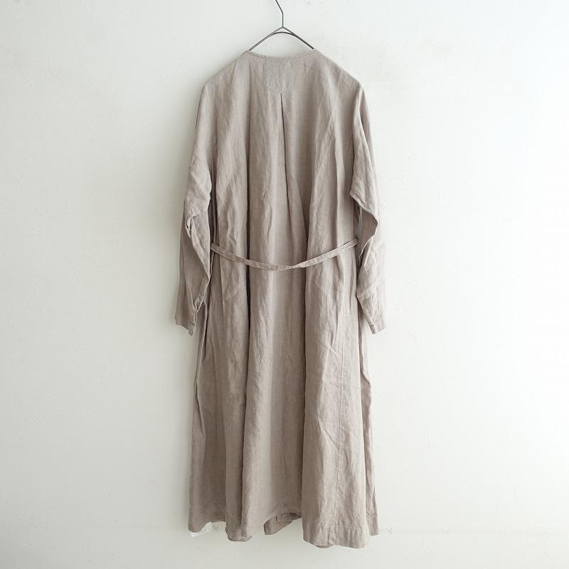 ネストローブ　リネン100％　麻100%　フレアワンピース　ロング丈　ブラック nest Robe（ネストローブ） *リネンダブルブレストフレアワンピース*F