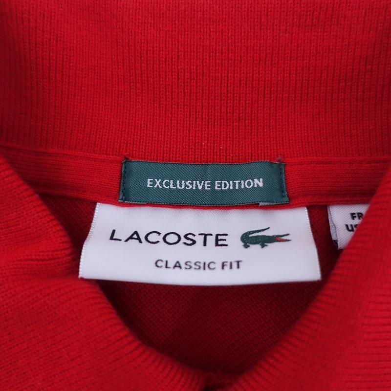 【新品未使用】ラコステ 鹿子 ポロシャツ CLASSIC FIT レッド ラコステ LACOSTE *クラシックフィット コットン鹿の子半袖ポロシャツ