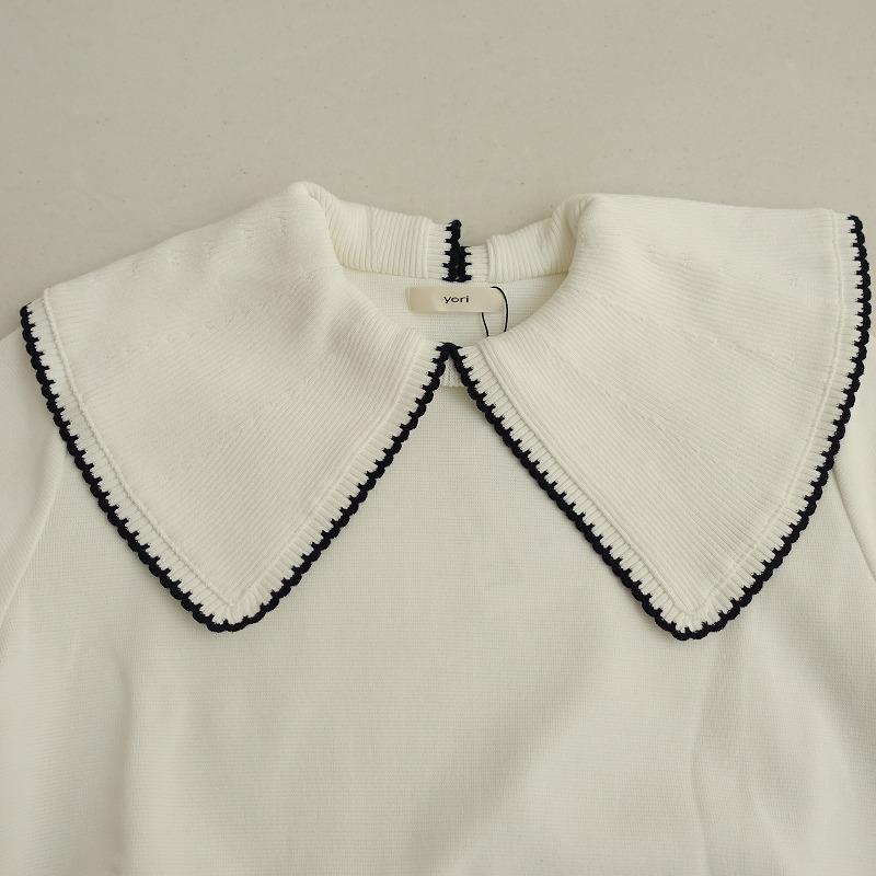 yori ニット　プルオーバー Yori 【未使用/2024/定価3.0万】ヨリ *コットン刺繍カラーニットプル