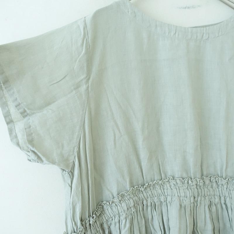 nest Robe ネストローブ *リネンフリルギャザードレスワンピース*F 