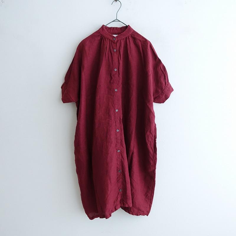 Honnete オネット *リネンスタンドカラーワイドシャツワンピース