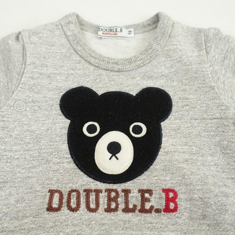 ベビー】ダブルビー DOUBLE.B *ロンパース*70杢ライトグレー長袖子供用