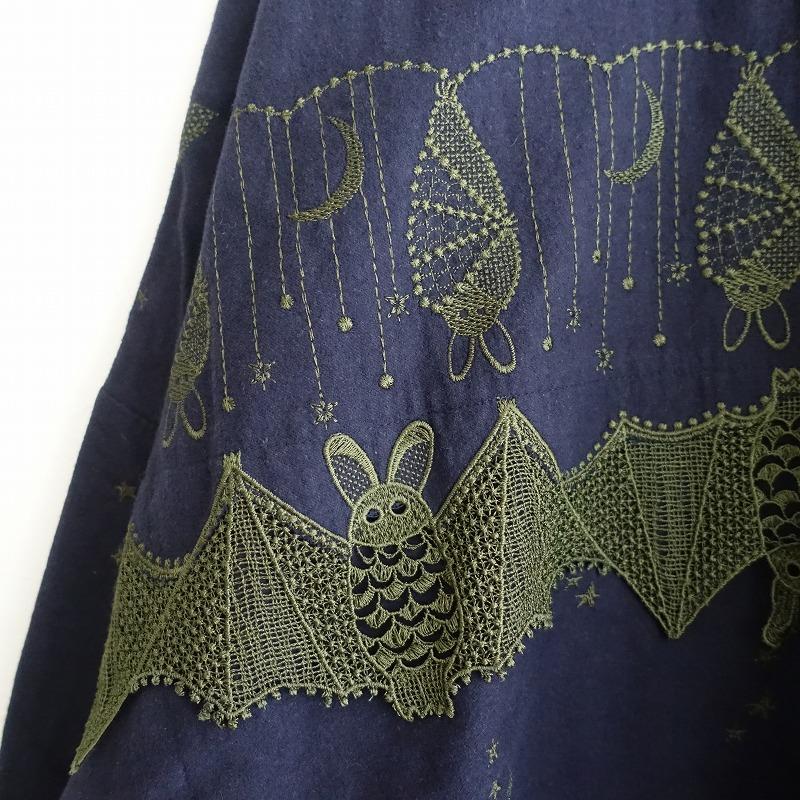 マーブルシュッド　コウモリ レース 刺繍 プルオーバー 長袖　ブラウス　綿　秋冬 marble SUD（マーブルシュッド） *Bat Lace プルオーバー*コウモリ