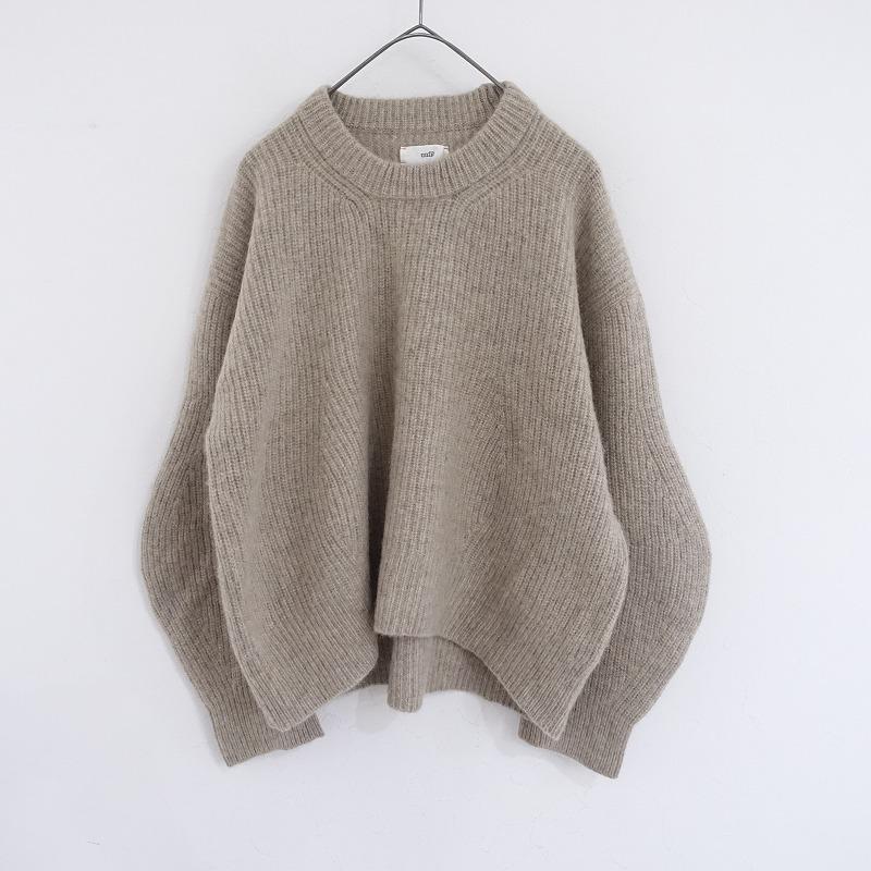 unfil アンフィル *ボイルドキャメルニットセーター*1ベージュプル 