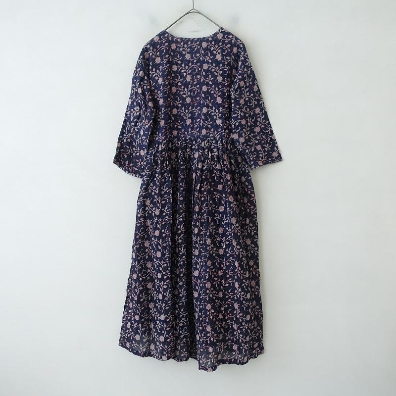 美品】マキマロ *木版更紗 コットンプリントカシュクールワンピース 