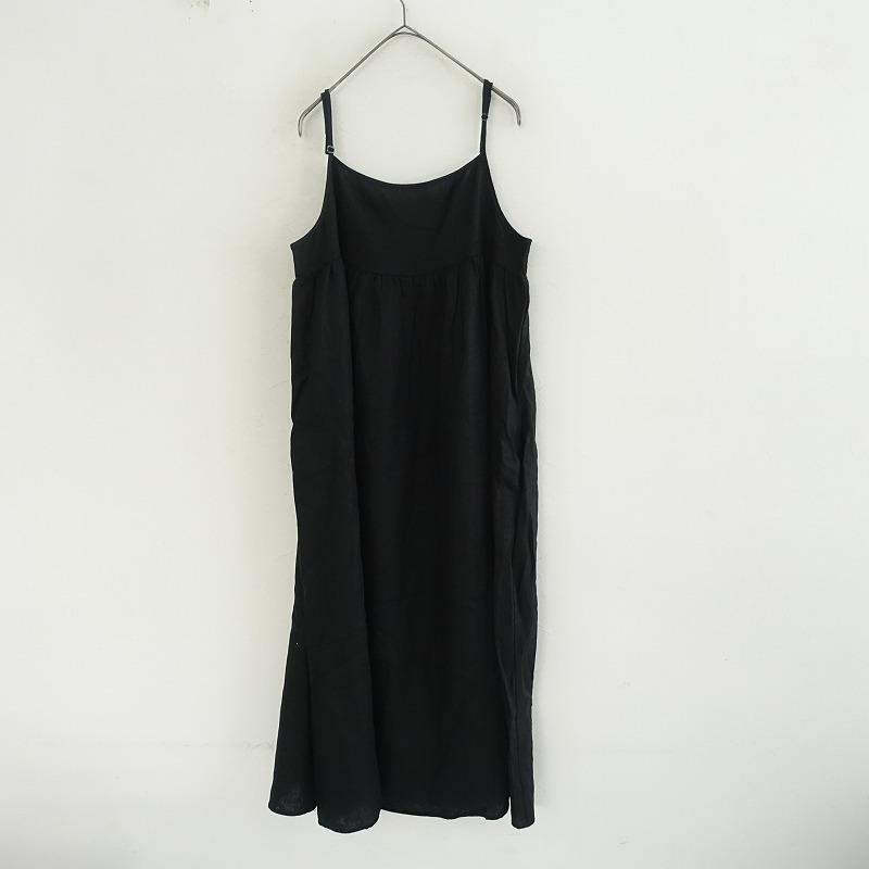 美品/定価2.7万】ユノイア eunoia *リネンストリングドレス*黒ブラック 