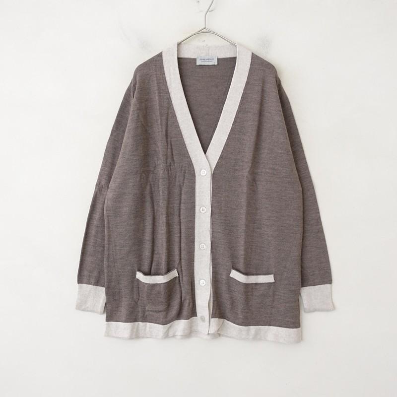 JOHN SMEDLEY（ジョンスメドレー） *ウールニット配色切替カーディガン