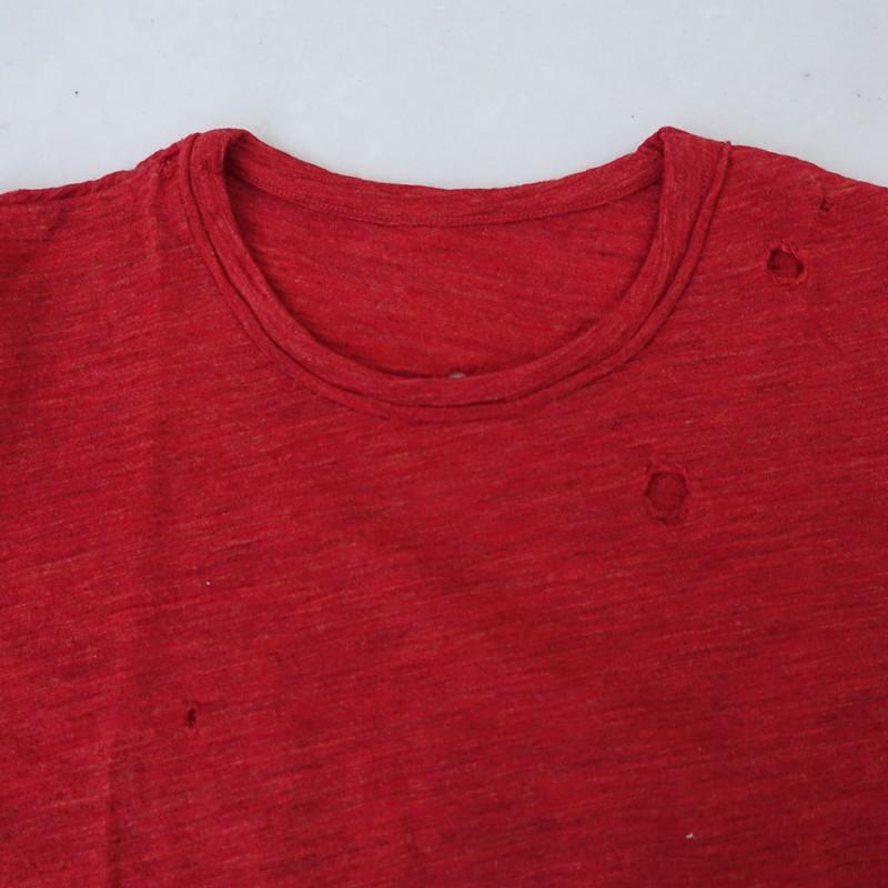 ワイズ Y's *ウール天竺ブロークンカットソー*2赤系レッド長袖Tシャツ