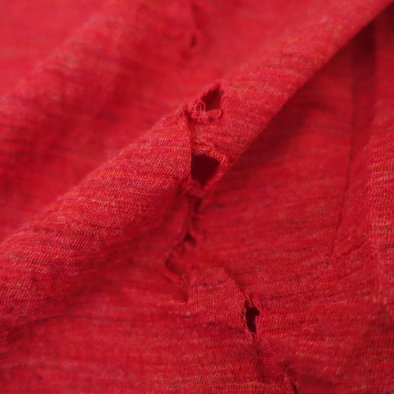 ワイズ Y's *ウール天竺ブロークンカットソー*2赤系レッド長袖Tシャツ