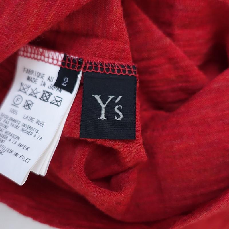 ワイズ Y's *ウール天竺ブロークンカットソー*2赤系レッド長袖Tシャツ