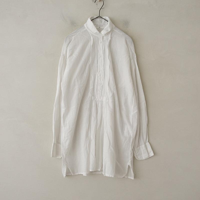 45R 手織りカディコットンのチュニックシャツ　ピンタック C.P.KOO/khadi cotton ピンタックシャツ -【当店限定】透けない