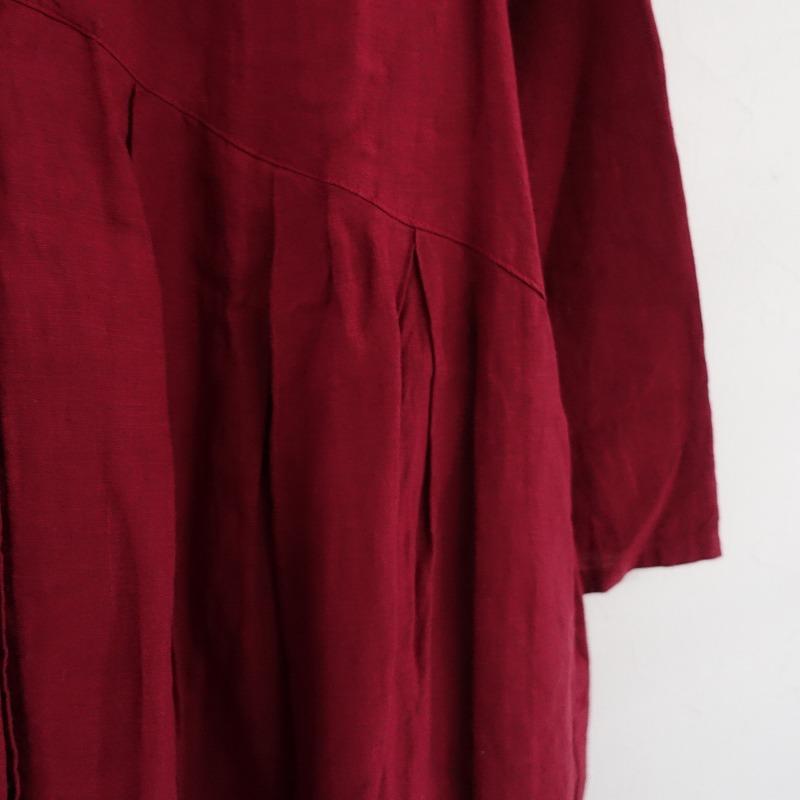 nest Robe（ネストローブ） *リネンYネックドレス*Fシャツワンピース赤