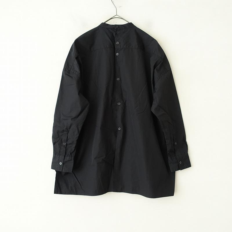 TOUJOURS（トゥジュー） *スタンドカラーコットンタックブラウス*1黒 