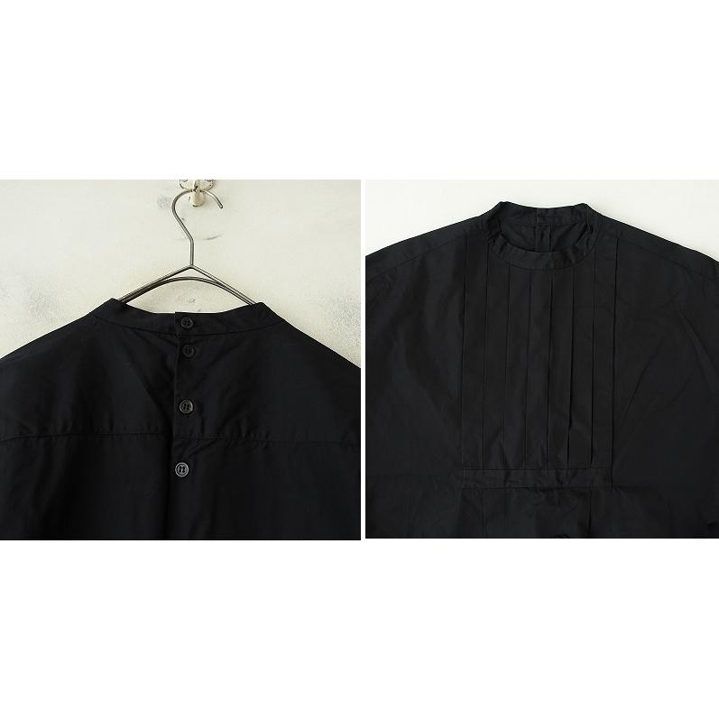 TOUJOURS（トゥジュー） *スタンドカラーコットンタックブラウス*1黒 