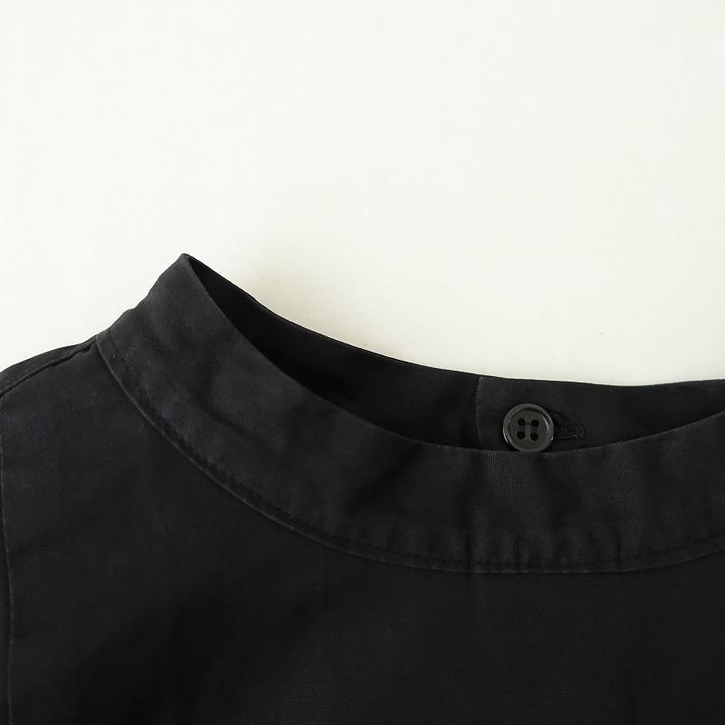TOUJOURS（トゥジュー） *スタンドカラーコットンタックブラウス*1黒