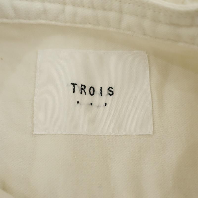 トロワ trois *ダブルフリルカラーコットン長袖シャツ*Fブラウス 
