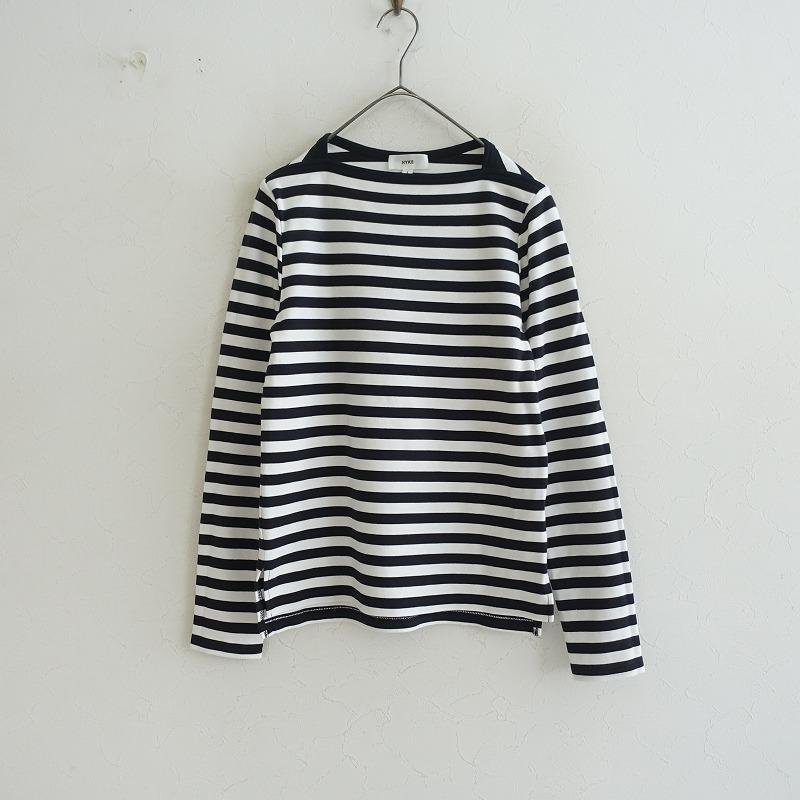 HYKE（ハイク） *ボーダーカットソー*1ブラックホワイト長袖ロングT